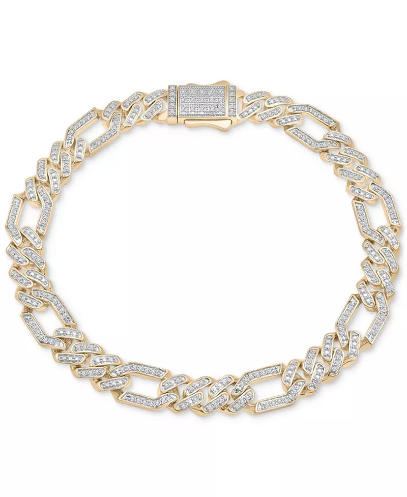 Men'S Diamond Figaro Link Bracelet Necklace (1 Ct. T.W.) in 10K Gold