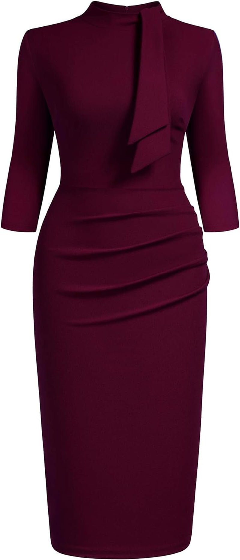 Miusol Women'S Retro Half Collar Ruffle 2/3 Sleeve Cocktail Pencil Dress