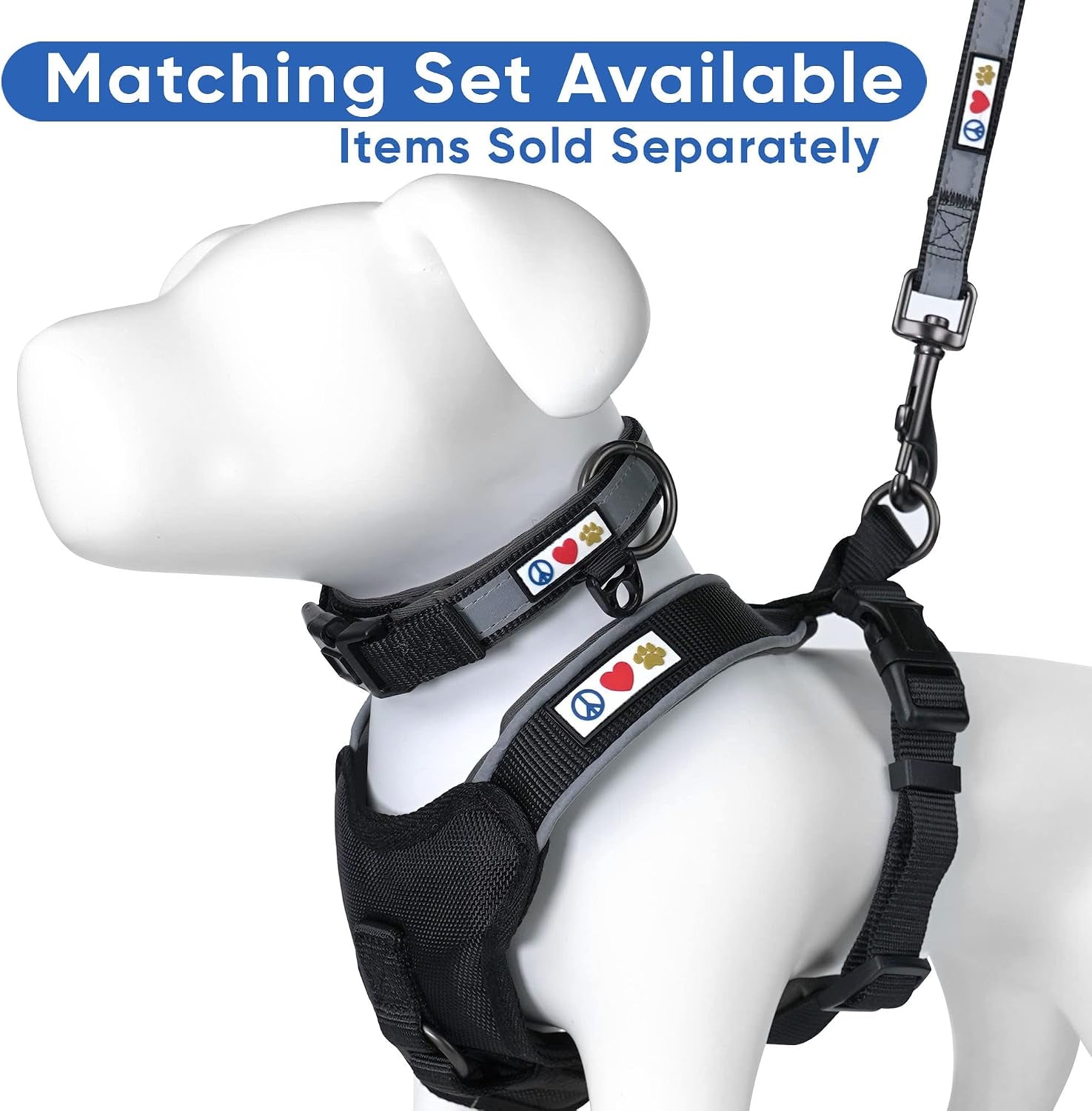 Pawtitas Black Dog Leash 6 Ft Custom ID Lead for Dogs & Puppies Reflective Comfortable Padded Handle Embroidered Name & Phone Number