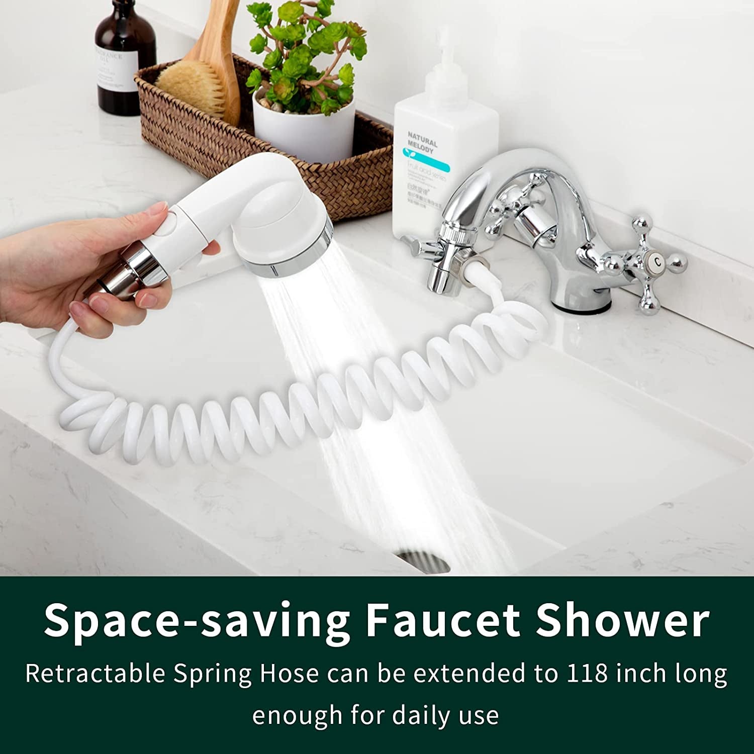 ZCONIEY Sink Faucet Sprayer Attachment, Shower Head Attaches to Tub Faucet, Dog Bathing Hose Shower Set for Laundry Bathroom Kitchen