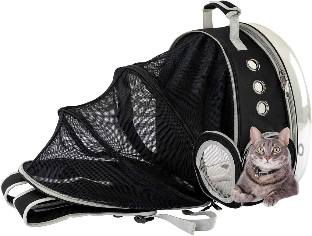 AJY Black Cat Carrier Dog Carrier Backpack, Pet Carrier Back Pack Pack for Small Medium Cat Puppy Doggie, Dog Body Carrying Bag Travel Space Capsule for Travel, Hiking, Walking & Outdoor Use