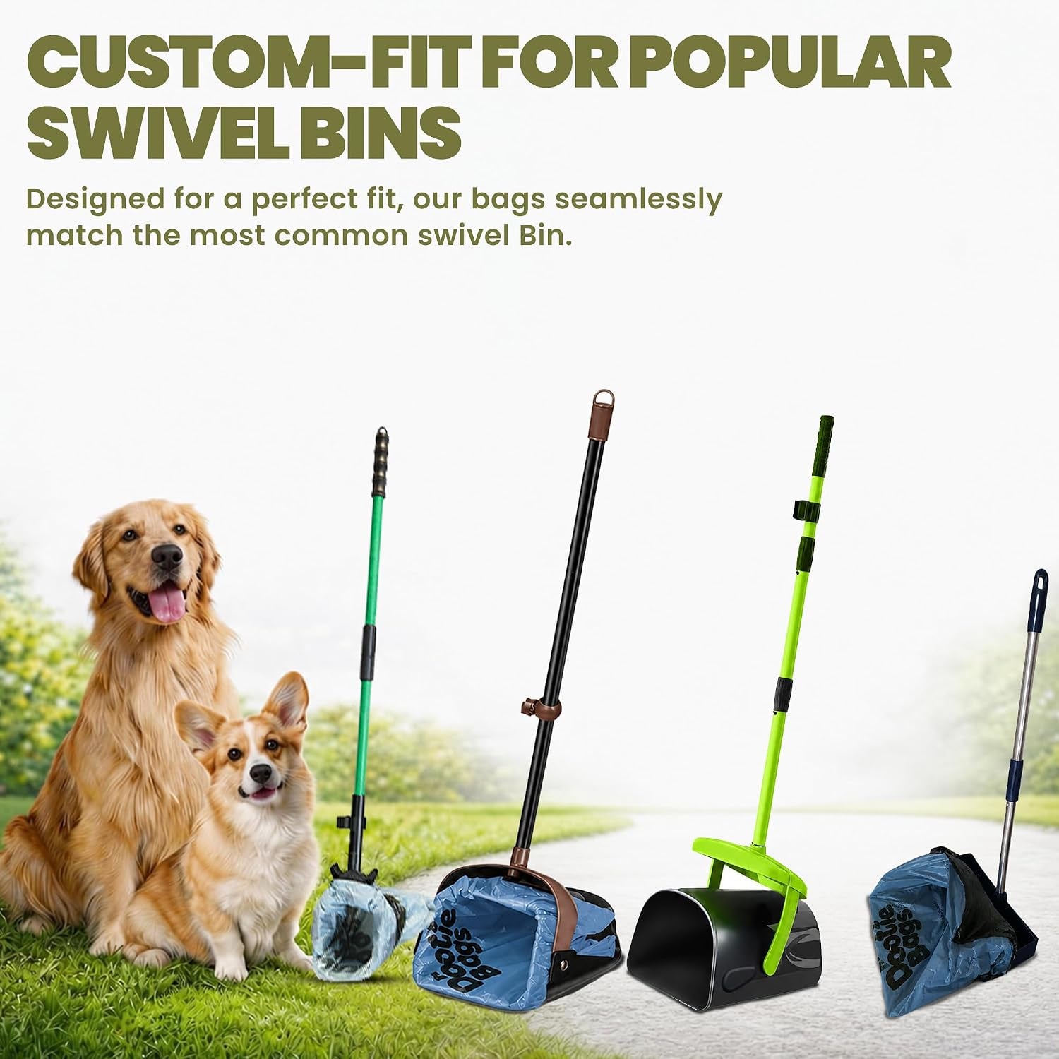 HEAVY Dootie Bags with EZ Tie Handles. Clean and Convenient for Pet Dog Poop, Cat Litter. Multi-Use. Great for Swivel Bin and Gogo Stik Scoopers. Made with Cornstarch. Strong, Leakproof and Very Large