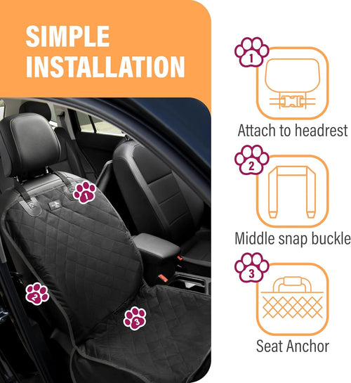 Active Pets Dog Car Seat Cover, Waterproof Front Seat Protector for SUV Truck Sedan, Pet Safety Travel Comfort System with Universal Fit, Beige