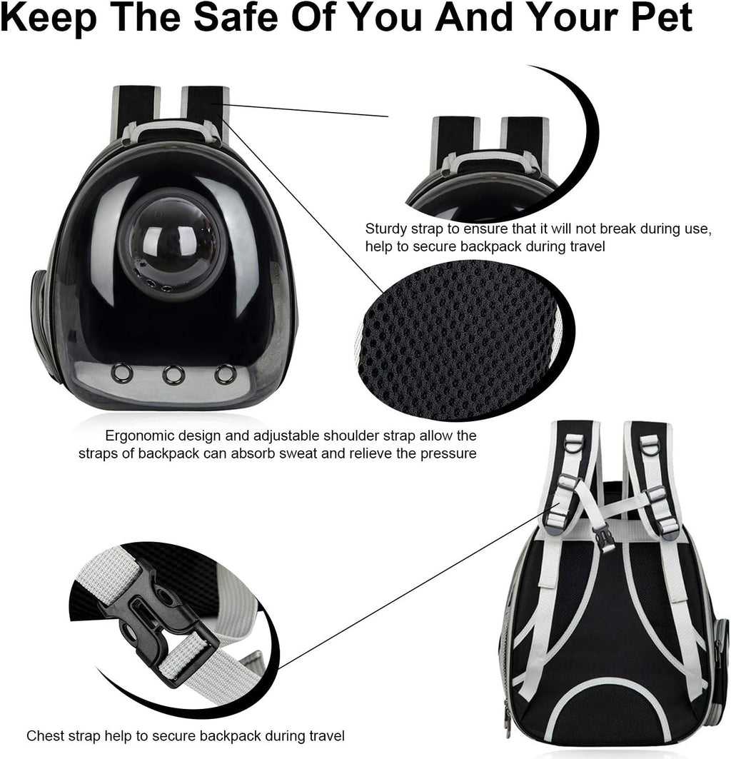 AJY Black Cat Carrier Dog Carrier Backpack, Pet Carrier Back Pack Pack for Small Medium Cat Puppy Doggie, Dog Body Carrying Bag Travel Space Capsule for Travel, Hiking, Walking & Outdoor Use