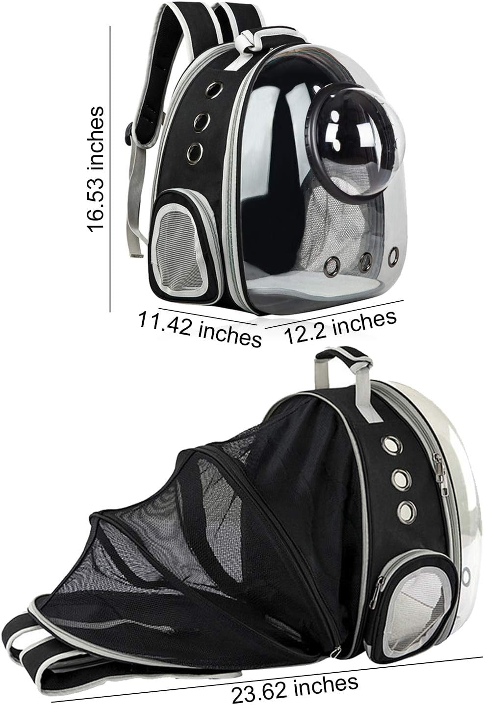 AJY Black Cat Carrier Dog Carrier Backpack, Pet Carrier Back Pack Pack for Small Medium Cat Puppy Doggie, Dog Body Carrying Bag Travel Space Capsule for Travel, Hiking, Walking & Outdoor Use