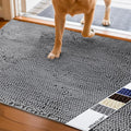 VIVAGLORY Dog Door Mat Absorpmax Dog Mat for Muddy Paw, 35 × 25", Grey | Mud Rug with Non Slip Backing for Indoor & Outdoor, Washable Soft Chenille anti Mud Waterproof