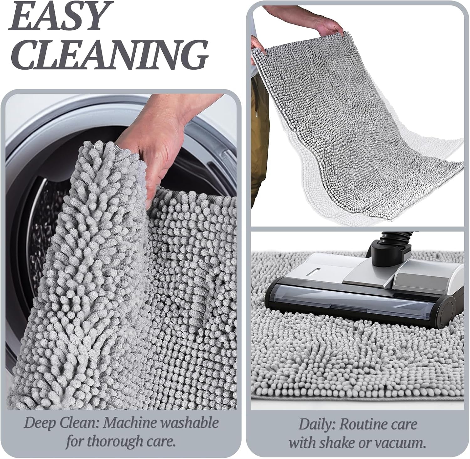 VIVAGLORY Dog Door Mat Absorpmax Dog Mat for Muddy Paw, 35 × 25", Grey | Mud Rug with Non Slip Backing for Indoor & Outdoor, Washable Soft Chenille anti Mud Waterproof