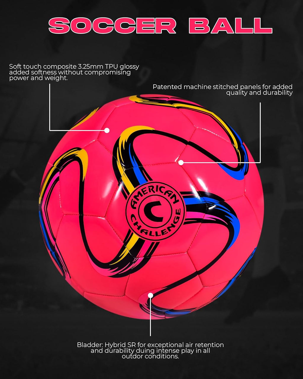 American Challenge Brasilia Soccer Ball, Sizes 2, 3, 4 & 5, Training Ball | Durable TPU Casing with Hybrid SR Bladder for Reliable Bounce, Ideal for Practice and Recreational Play