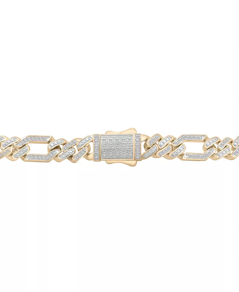 Men'S Diamond Figaro Link Bracelet Necklace (1 Ct. T.W.) in 10K Gold