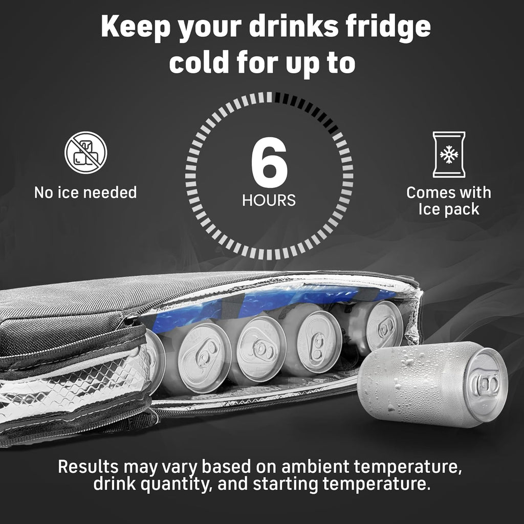 Frostbox Golf Bag Cooler with Ice Pack | Insulated 6-Can Beer Sleeve | Stays Cold for Hours Discreet Hidden Design - Fits in Golf Bag - Black/Gray