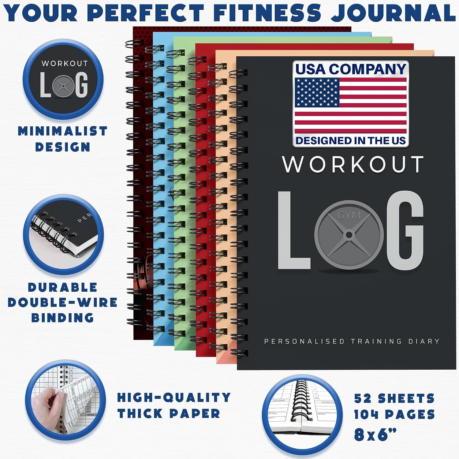 Workout Planner for Daily Fitness Tracking & Goals Setting - A5 Size, 6” X 8”, Charcoal Gray - Men & Women Personal Home & Gym Training Diary - Log Book Journal - by Workout Log Gym