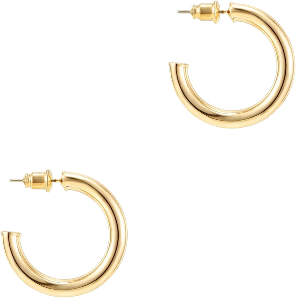 PAVOI 14K Gold Plated Hoop Earrings for Women - 3.5Mm Thick Infinity Gold Hoops Women Earrings - Plated Loop - Lightweight Set