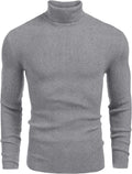 COOFANDY Mens Ribbed Slim Fit Knitted Pullover Casual Turtleneck Sweater