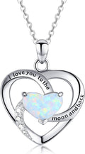Cuoka Sterling Silver Heart Pendant Necklace for Women with Jewelry Box | I Love You to the Moon and Back Gift,Birthstone,Hypoallergenic,Elegant, Romantic,Non Tarnish,Daily,Birthday,Graduation