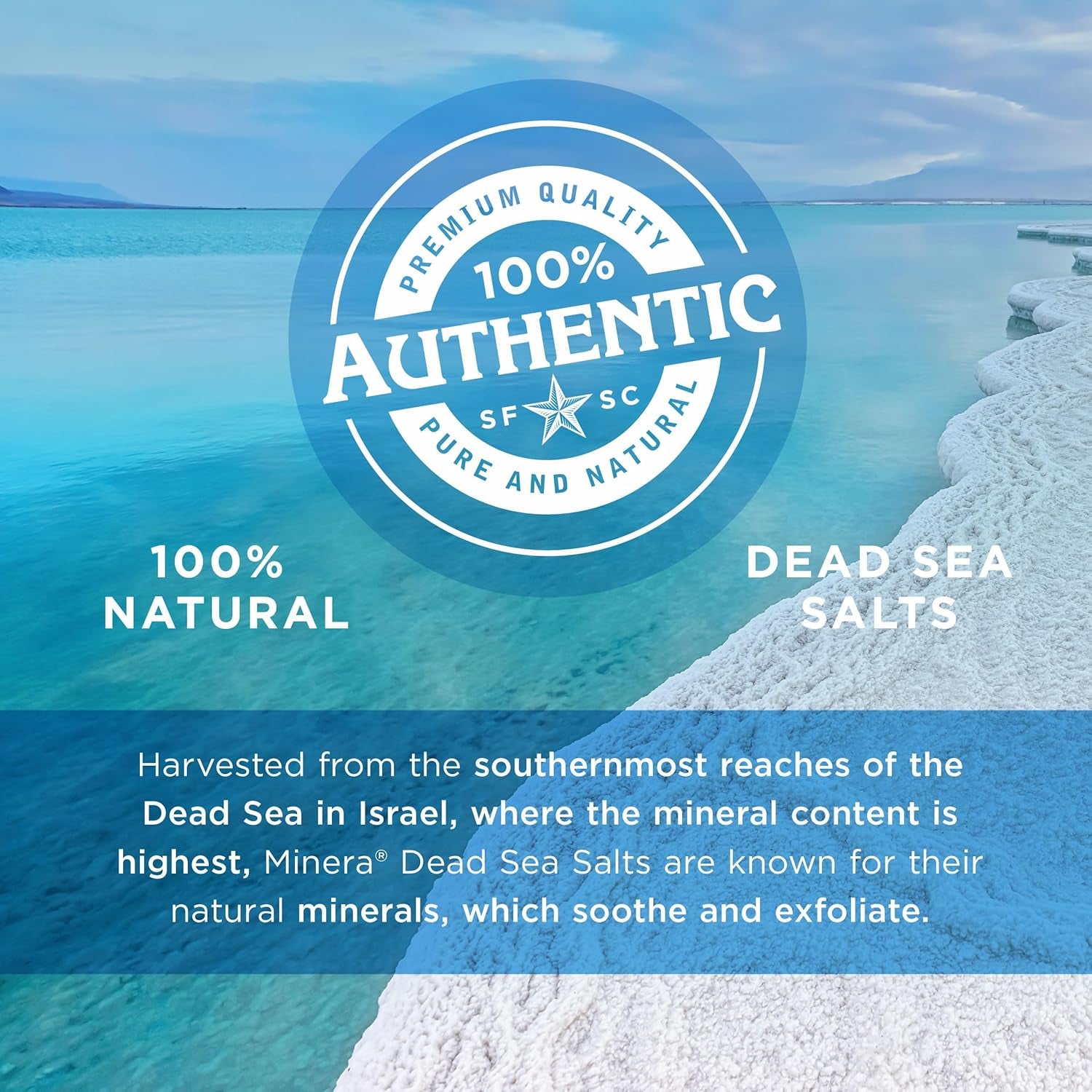 Minera Fine Grain Dead Sea Salt for Bath & Soaking – 19 Lbs, Fast-Dissolving, 100% Pure & Natural, Unscented, Skin-Nourishing Bulk Sea Salt