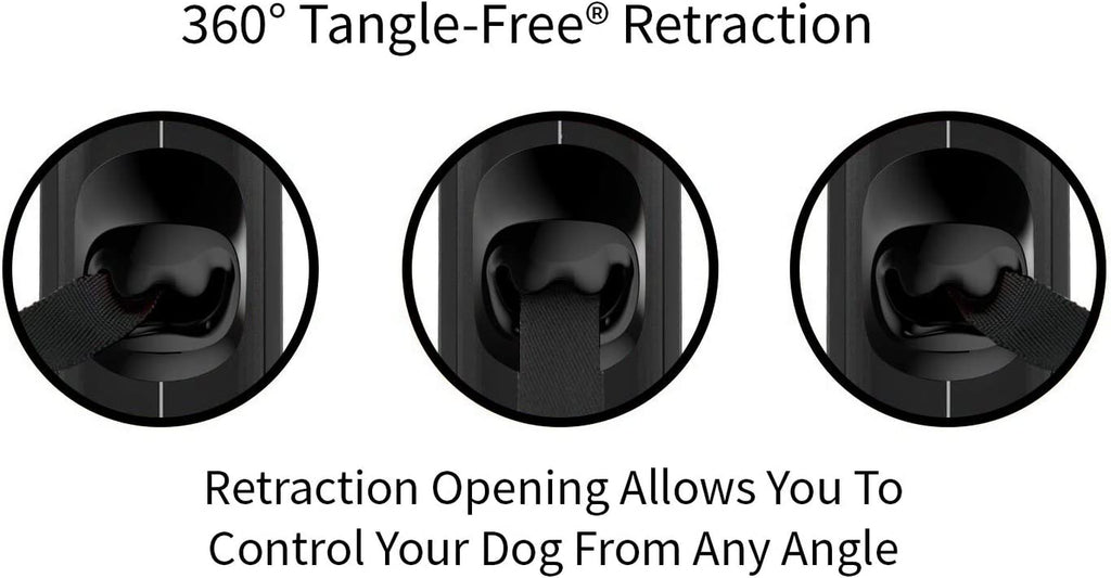 TUG Original Retractable Dog Leash, Anti-Slip, 16’ Tape (Large, Black/Grey) | Anti-Slip Handle, 16 Ft Strong Nylon Tape, One-Handed Brake, Pause, Lock