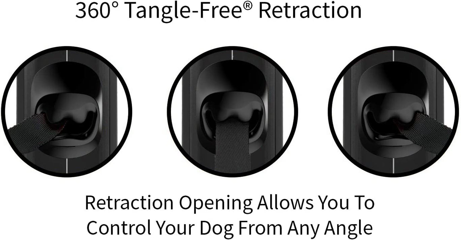 TUG Original Retractable Dog Leash, Anti-Slip, 16’ Tape (Large, Black/Grey) | Anti-Slip Handle, 16 Ft Strong Nylon Tape, One-Handed Brake, Pause, Lock
