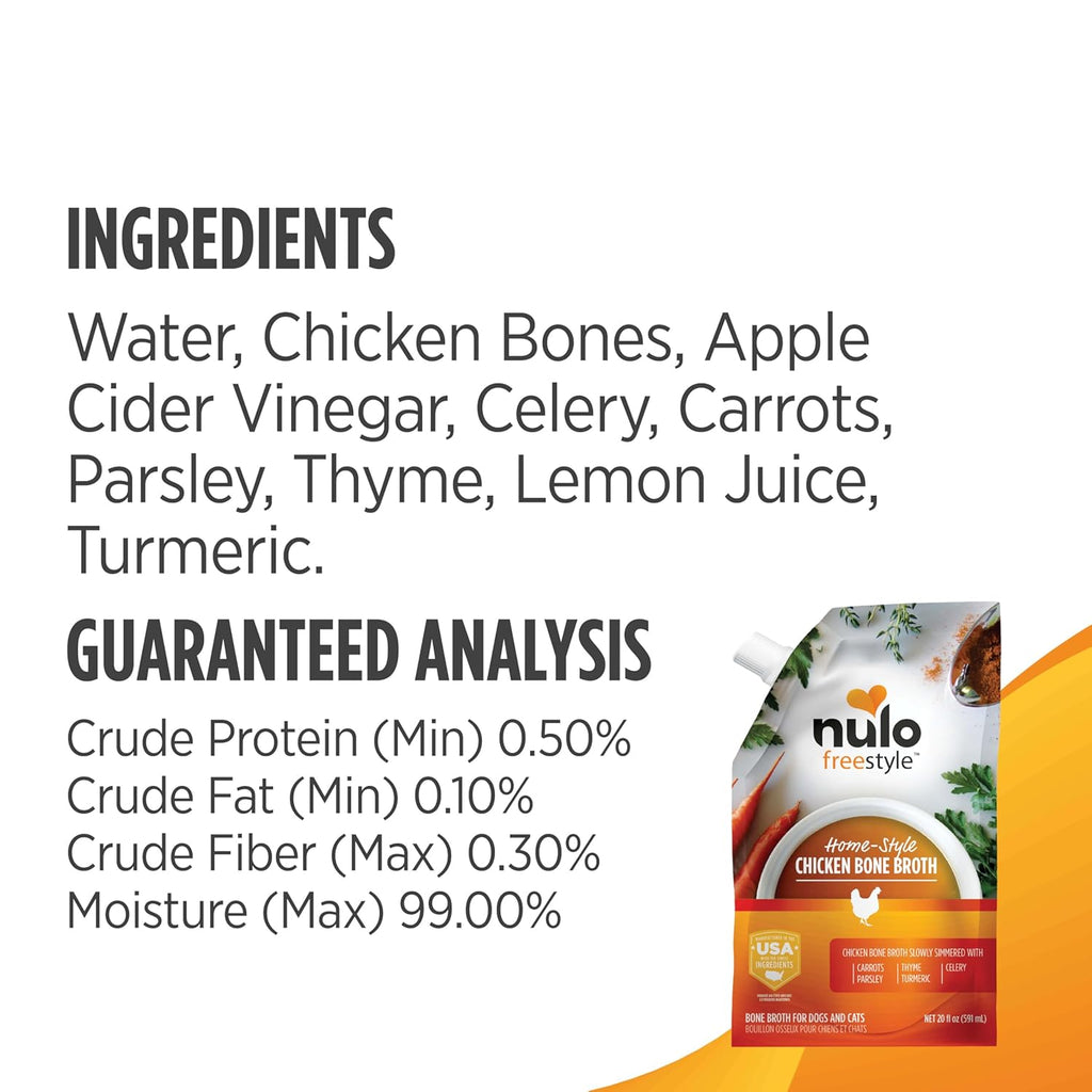 Nulo Freestyle Bone Broth, Premium Food Topper for Cats and Dogs, with Collagen and Chondroitin Sulfate to Help Boost the Quality of Your Pet’S Coat and Skin, 20 Fl Oz (Pack of 3)