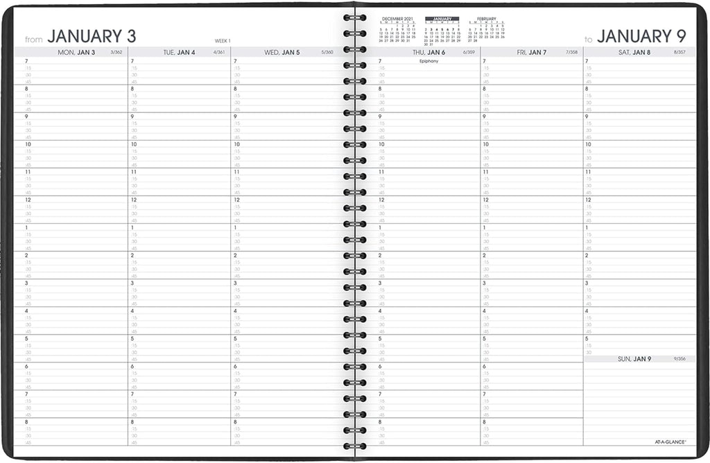 2022 Weekly Appointment Book & Planner by AT-A-GLANCE, 8-1/4" X 11", Large, Black (7095005)