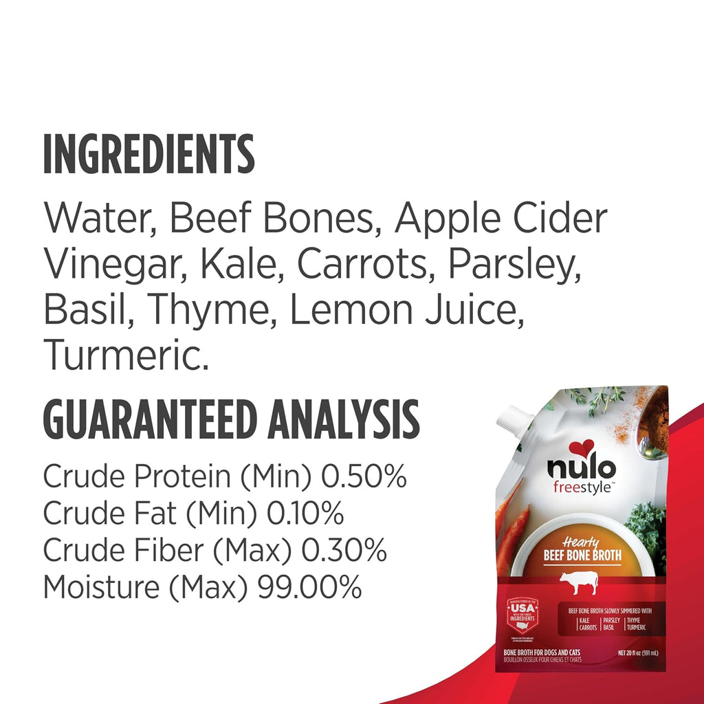 Nulo Freestyle Bone Broth, Premium Food Topper for Cats and Dogs, with Collagen and Chondroitin Sulfate to Help Boost the Quality of Your Pet’S Coat and Skin, 20 Fl Oz (Pack of 3)