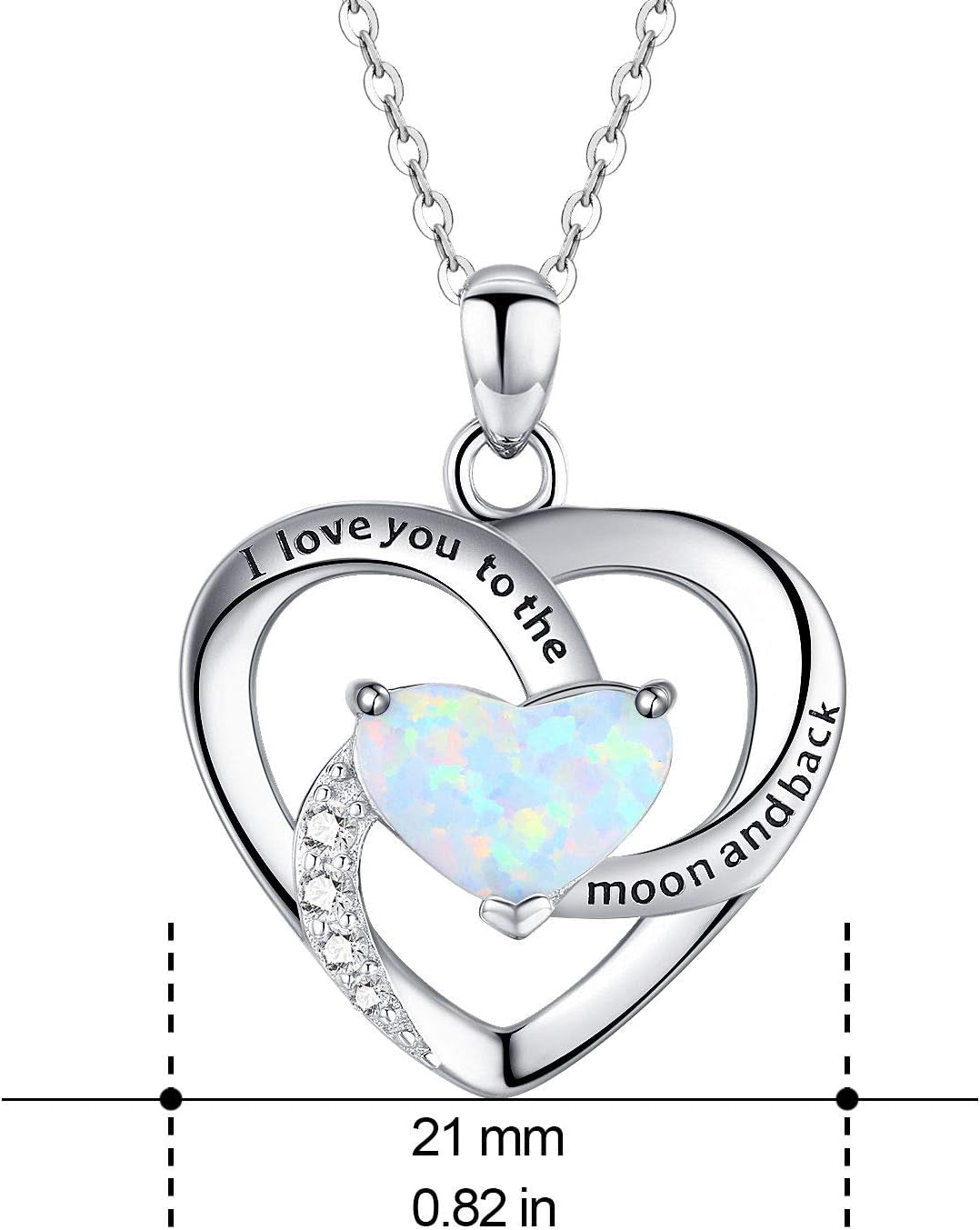 Cuoka Sterling Silver Heart Pendant Necklace for Women with Jewelry Box | I Love You to the Moon and Back Gift,Birthstone,Hypoallergenic,Elegant, Romantic,Non Tarnish,Daily,Birthday,Graduation