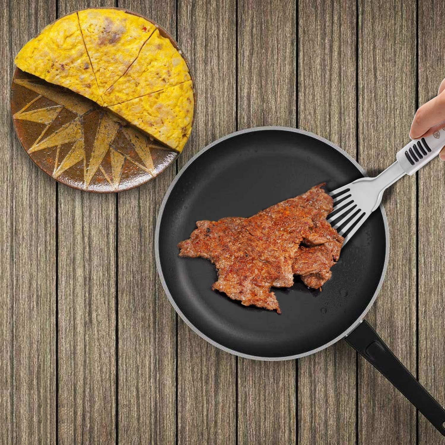 Stainless Steel Fish Spatula with 1.2Mm Thick Blade - Multipurpose Turner for Fish, Eggs, Meat, and Dumplings - Perfect for Grilling, Frying, and More - Bonus Silicone Brush and Oven Mitt - Set of 1