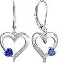 YL Heart Dangle Earrings 925 Sterling Silver Drop Earrings Birthstone Leverback Jewelry for Women