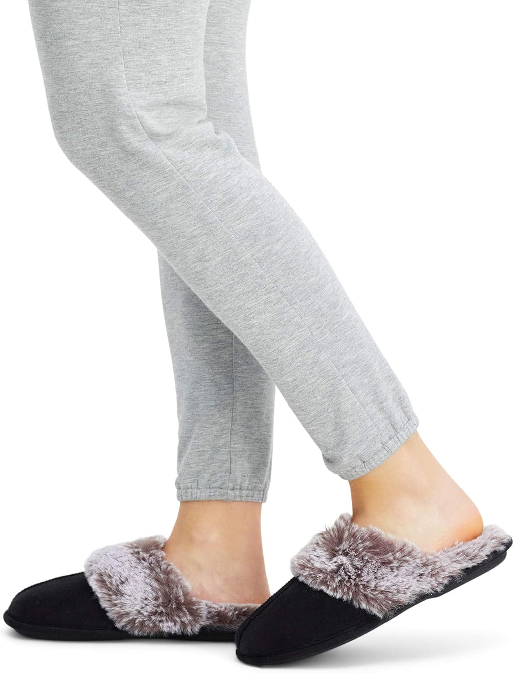 Jessica Simpson Womens Comfy Faux Fur House Slipper Scuff Memory Foam Slip on Anti-Skid Soleslipper