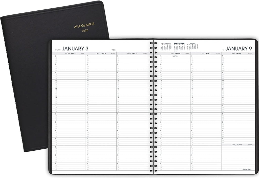 2022 Weekly Appointment Book & Planner by AT-A-GLANCE, 8-1/4" X 11", Large, Black (7095005)