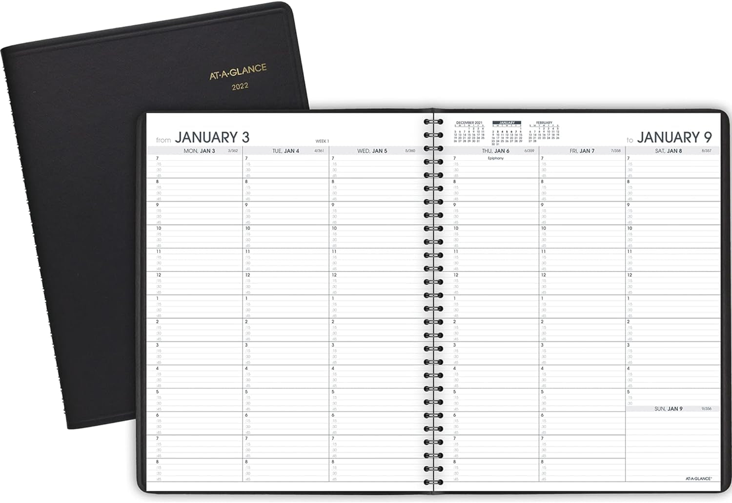 2022 Weekly Appointment Book & Planner by AT-A-GLANCE, 8-1/4" X 11", Large, Black (7095005)