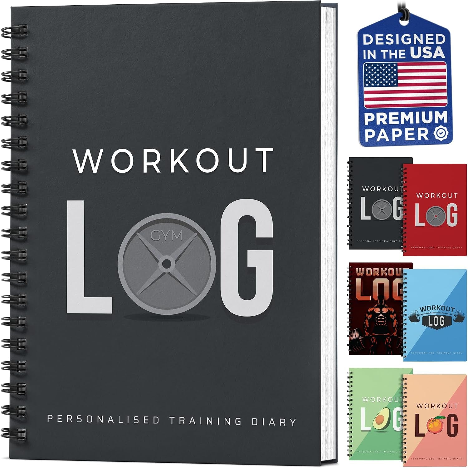 Workout Planner for Daily Fitness Tracking & Goals Setting - A5 Size, 6” X 8”, Charcoal Gray - Men & Women Personal Home & Gym Training Diary - Log Book Journal - by Workout Log Gym