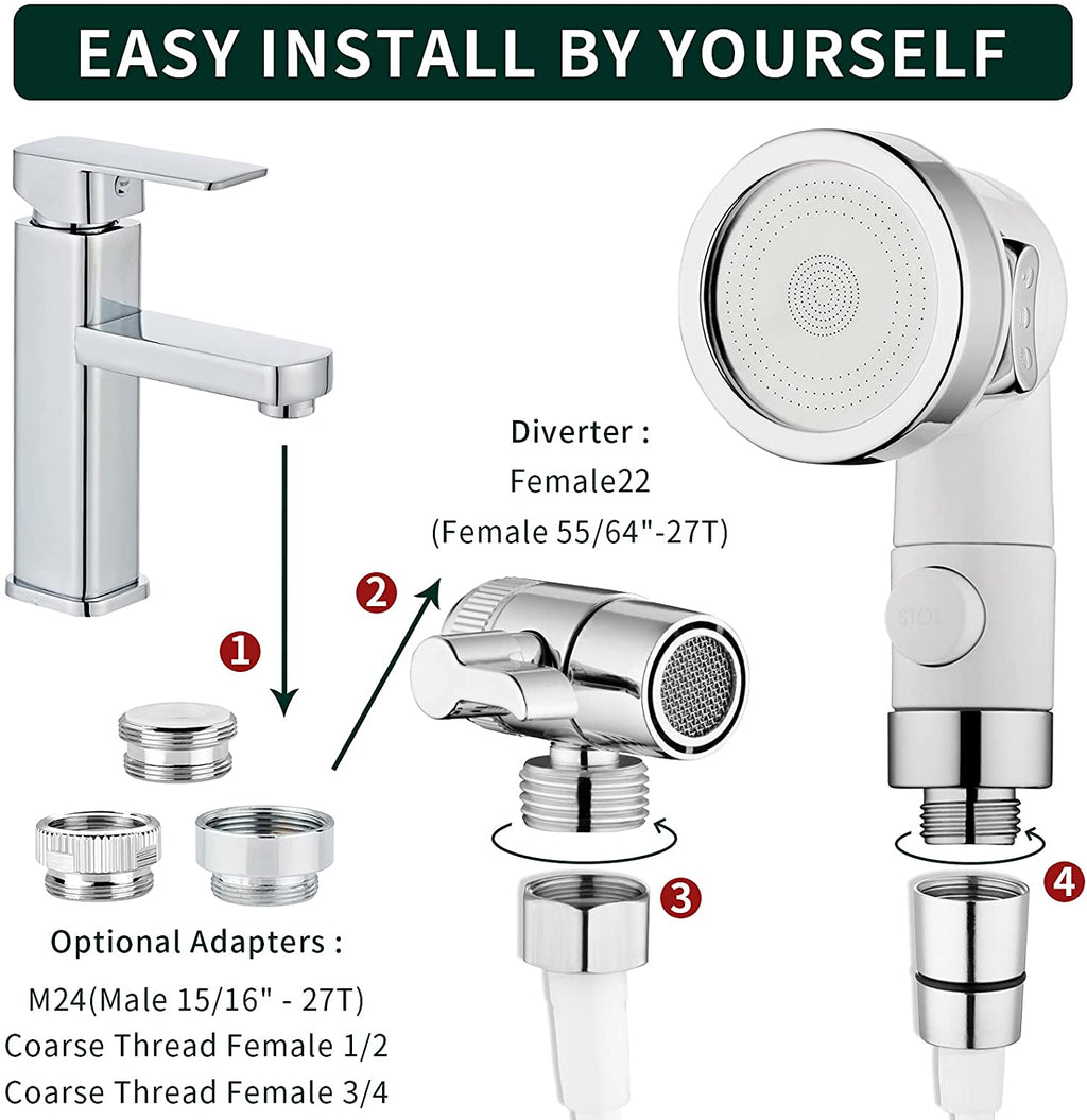 ZCONIEY Sink Faucet Sprayer Attachment, Shower Head Attaches to Tub Faucet, Dog Bathing Hose Shower Set for Laundry Bathroom Kitchen