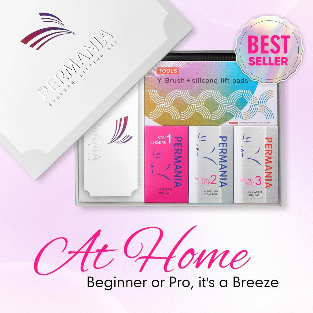 PERMANIA Lash Lift Kit, Lash Perm Kit, Fast Eyelash Lifting 5 Minutes DIY at Home with Strong Glue Disposable Sachet Lash Lifting Kit Last 6 Weeks (30Pcs）