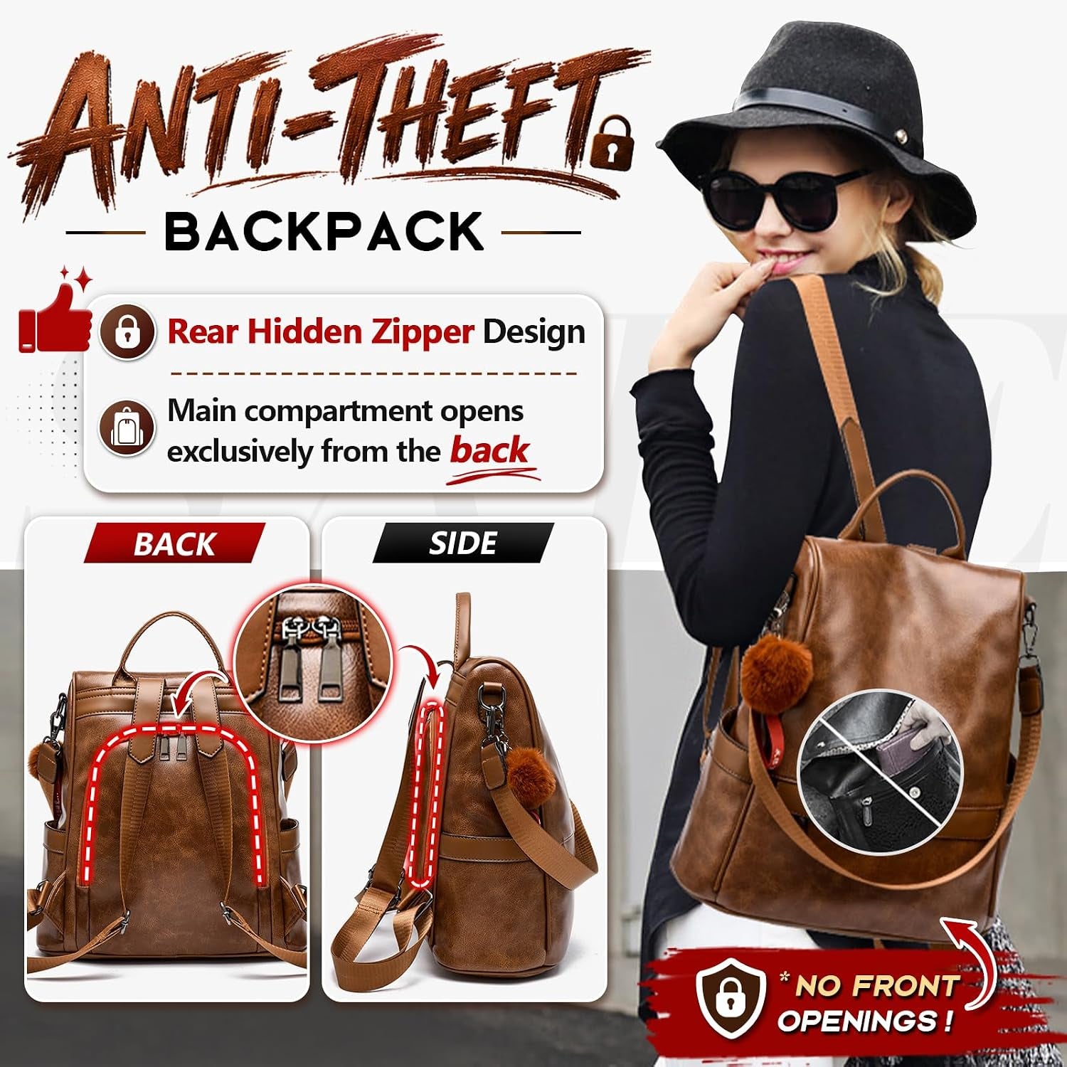CHERUTY Women Backpack Purse PU Leather Anti-Theft Casual Shoulder Bag Fashion Ladies Satchel Bags