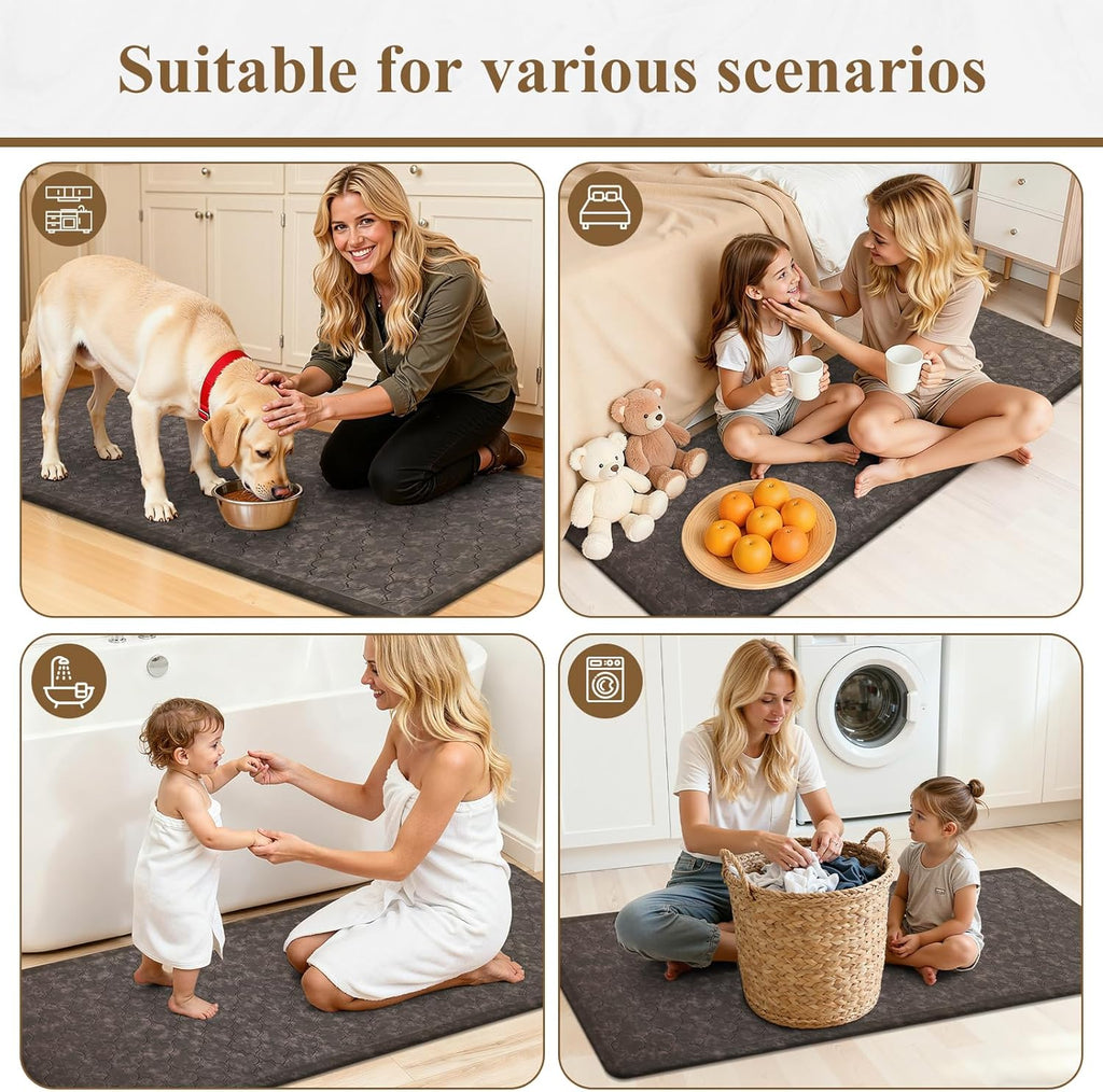 HEBE Kitchen Mat Cushioned anti Fatigue Comfort Floor Mat Oversized 20"X60" Waterproof Non Slip Kitchen Rug Runner Laundry Room Rug Floor Carpet Heavy Duty Comfort Standing Mat Pads, Brown