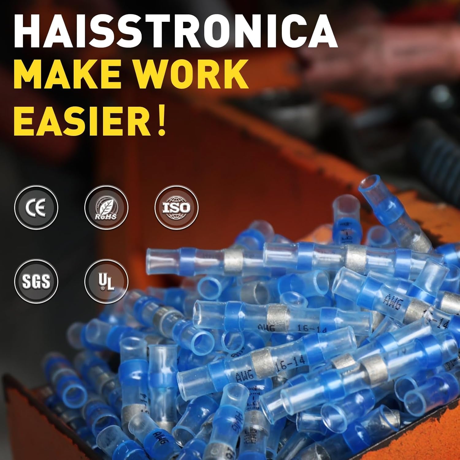 300PCS Solder Seal Wire Connectors-Haisstronica Marine Grade Heat Shrink Wire Connectors-Heat Shrink Butt Connectors for Marine,Stereo(30Yellow 70White 100Red 100Blue) Solder Sleeve
