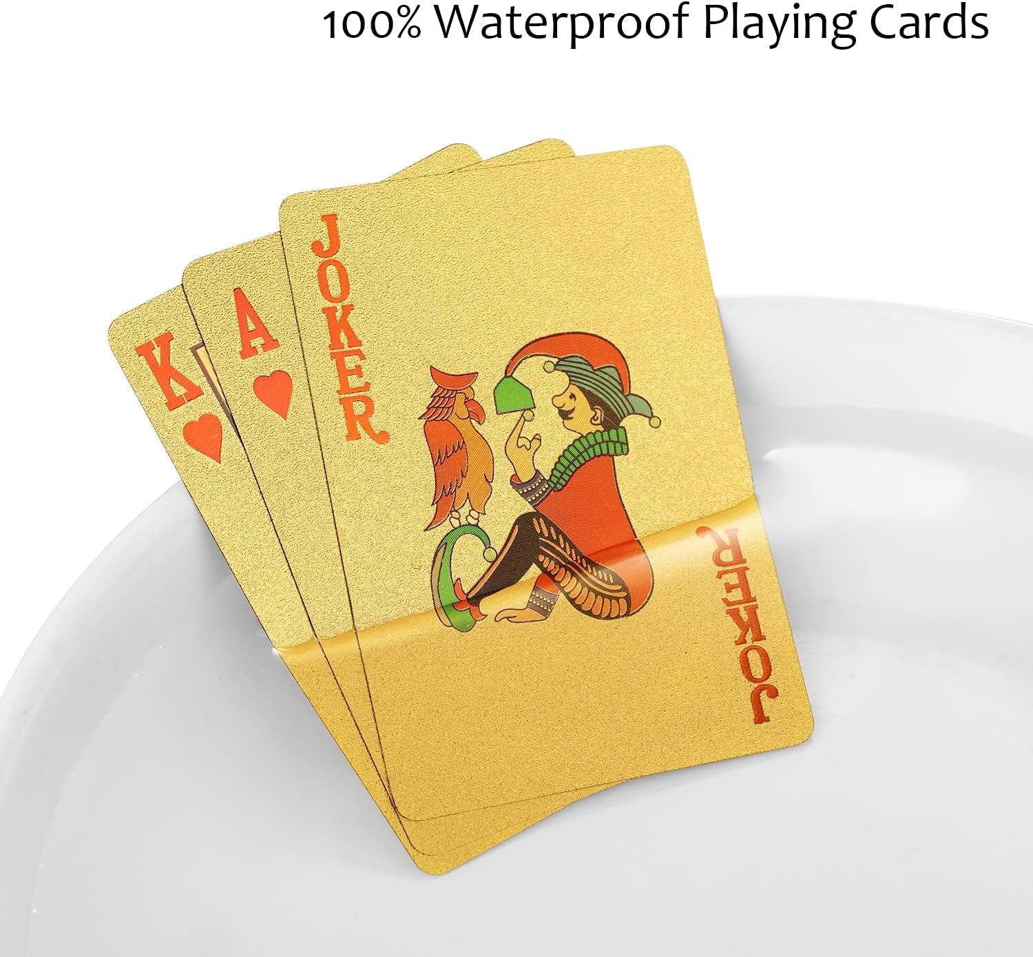 EAY Gold Waterproof Playing Cards - Poker Deck for Parties and Games