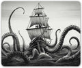 Smooffly Kraken Mouse Pad - Sail Boat Waves & Octopus - Non-Slip Rubber - Gaming Mouse Pad