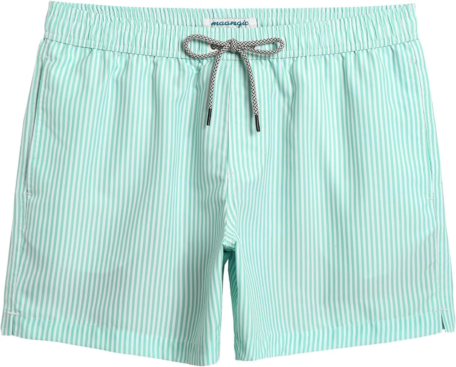 Maamgic Mens Swim Trunks 5" Quick Dry Beach Shorts Bathing Suits with Mesh Lining Pockets