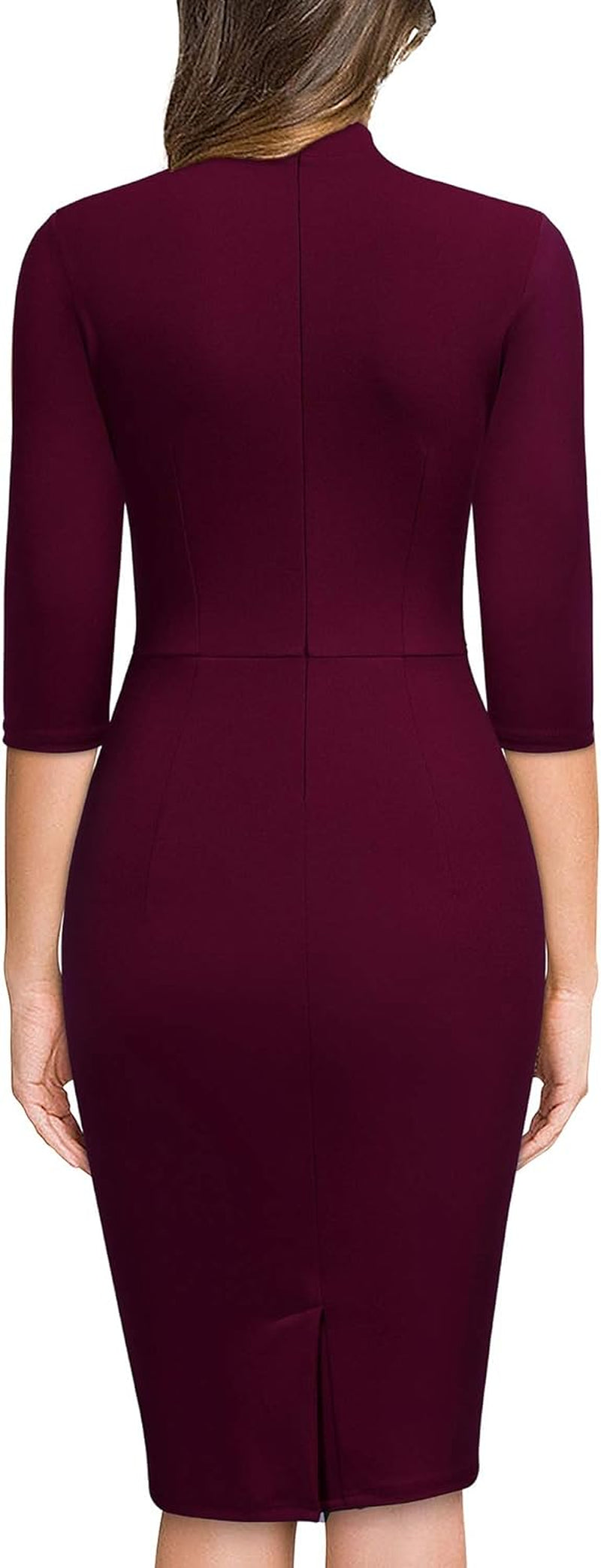 Miusol Women'S Retro Half Collar Ruffle 2/3 Sleeve Cocktail Pencil Dress
