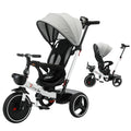 UBRAVOO Baby Tricycle,6-In-1 Baby Push Bike Steer Stroller,Learning Toddler Bike/Detachable Guardrail,Adjustable Canopy,Safety Harness,Folding Pedal,Storage Basket,Brake,Shock Absorption