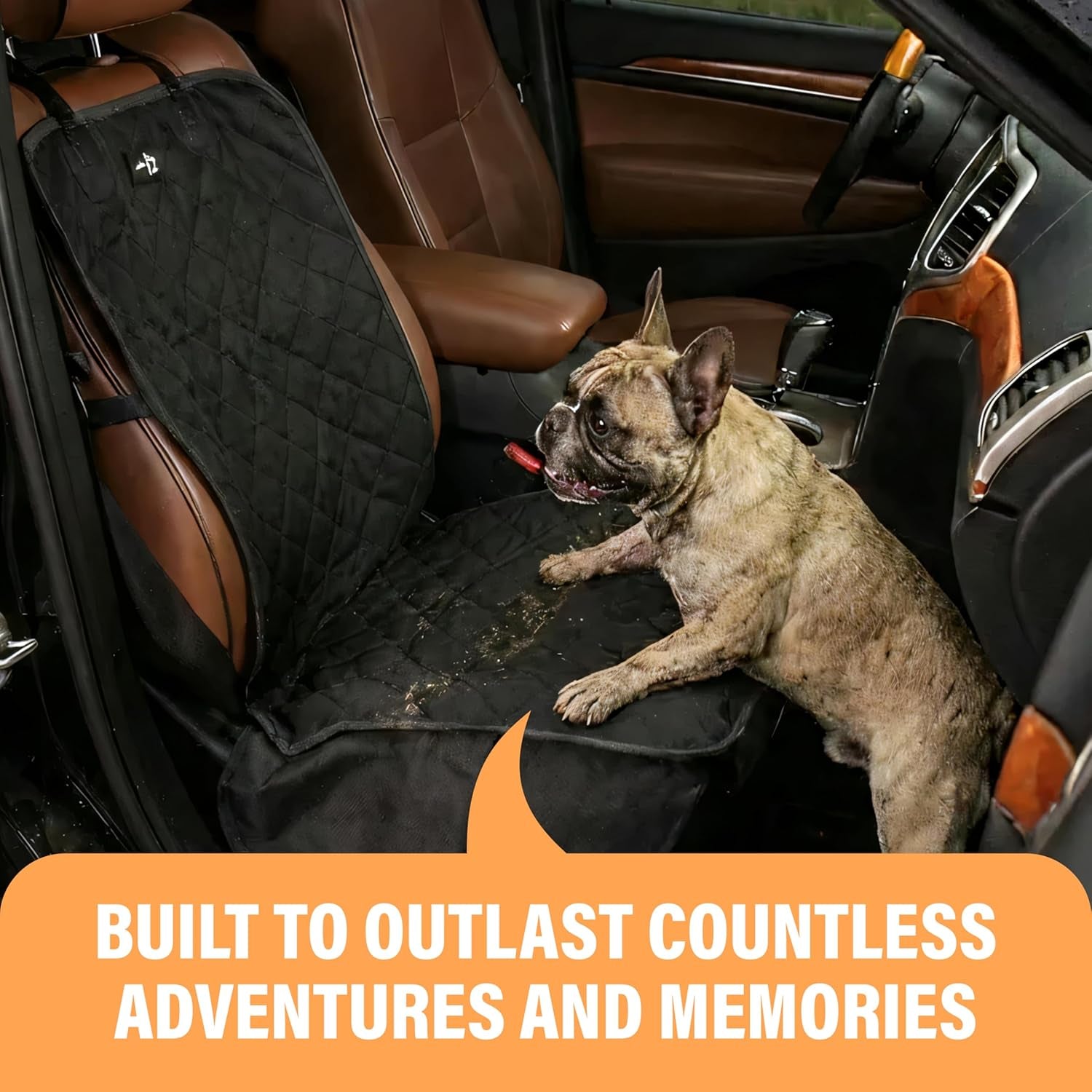 Active Pets Dog Car Seat Cover, Waterproof Front Seat Protector for SUV Truck Sedan, Pet Safety Travel Comfort System with Universal Fit, Beige