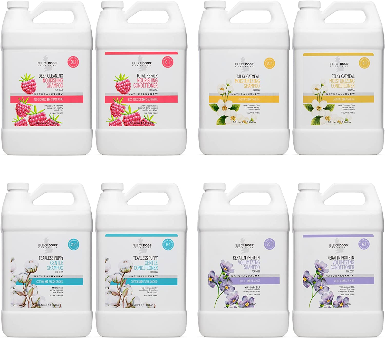 Isle of Dogs - Everyday Natural Luxury Tearless Puppy Shampoo - Cotton + Fresh Orchid - Sulfate & Paraben Free Formula - 1 Gal, (823-Gal)