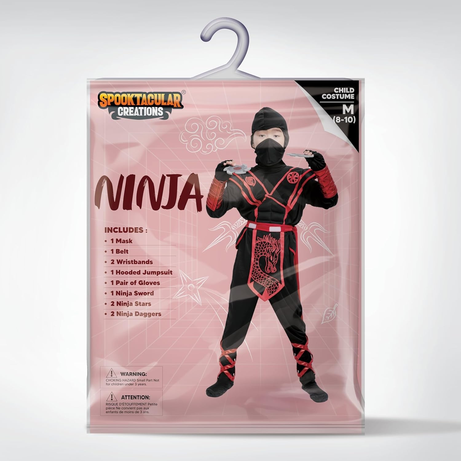 Spooktacular Creations Halloween Ninja Costume Kids, Ninja Dragon Jumpsuit Set, Boys Halloween Costume for Dressup Party
