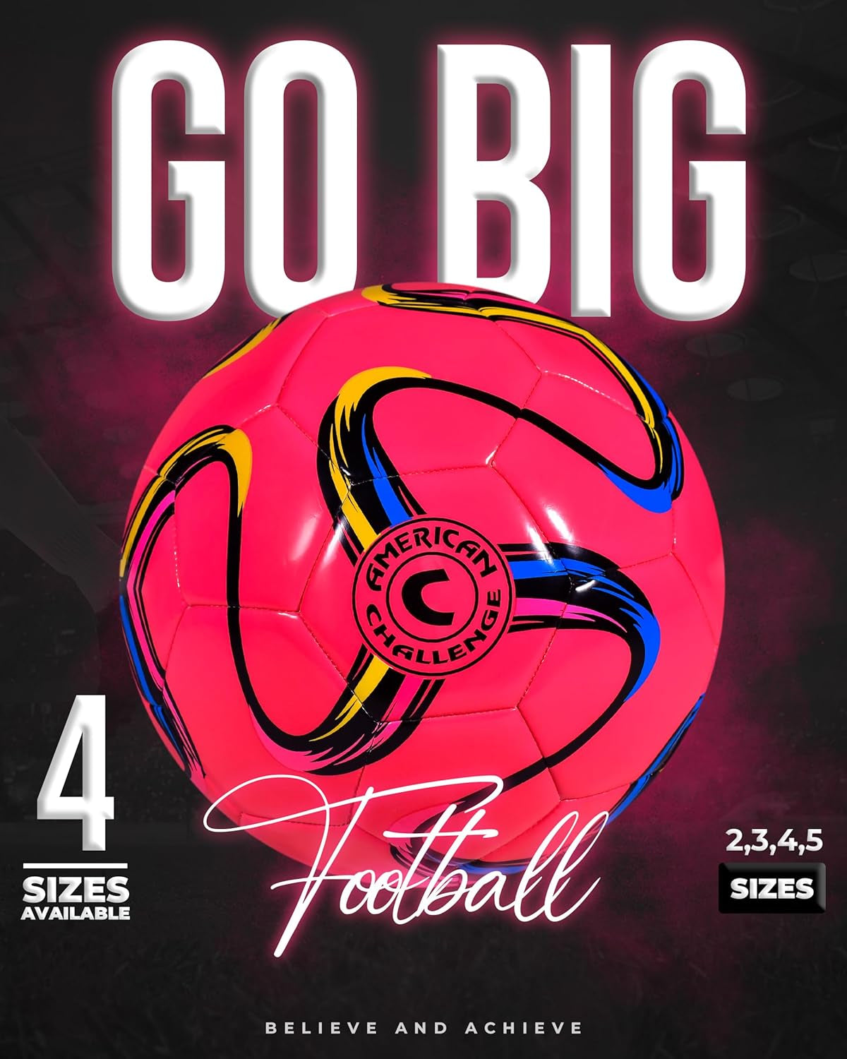 American Challenge Brasilia Soccer Ball, Sizes 2, 3, 4 & 5, Training Ball | Durable TPU Casing with Hybrid SR Bladder for Reliable Bounce, Ideal for Practice and Recreational Play