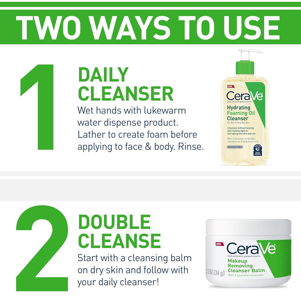 Cerave Hydrating Foaming Oil Facial Cleanser with Hyaluronic Acid, 19Oz | Face and Body Wash with Squalane Oil and Ceramides in a Fragrance Free, Residue Free Formula for Dry to Very Dry Skin.