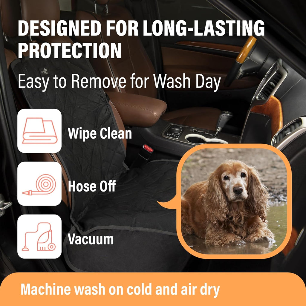 Active Pets Dog Car Seat Cover, Waterproof Front Seat Protector for SUV Truck Sedan, Pet Safety Travel Comfort System with Universal Fit, Beige