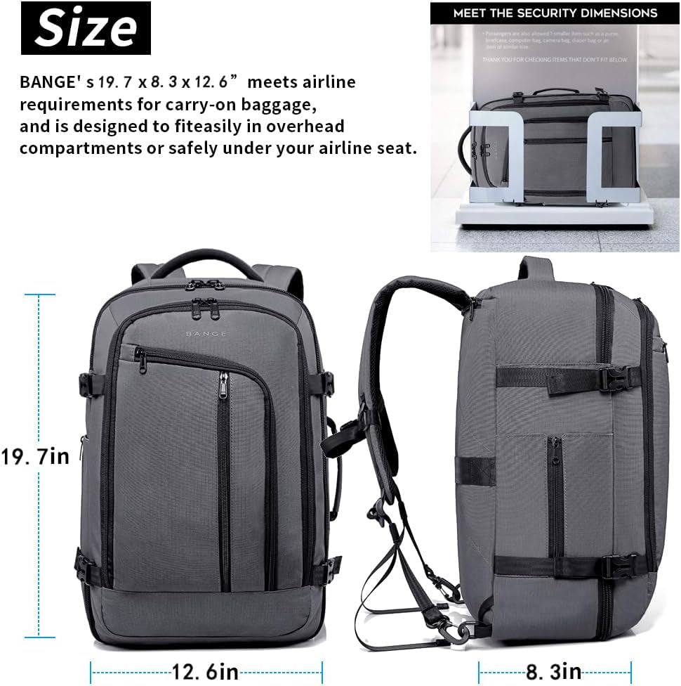 BANGE Mens Business Backpack for Work, Computer Backpacks Fits for 17.3 Inch Notebook,Convertible Weekend Backpack Briefcase for Traveling