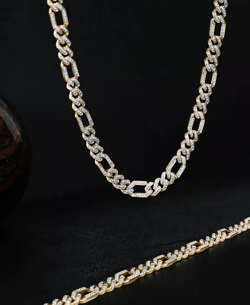 Men'S Diamond Figaro Link Bracelet Necklace (1 Ct. T.W.) in 10K Gold