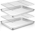 Teamfar Baking Sheet with Rack Set (2 Pans + 2 Racks), 16 X 12 X 1 Inch, Stainless Steel Baking Pan Cookie Sheet with Cooling Rack for Baking, Non Toxic & Healthy, Easy Clean & Dishwasher Safe